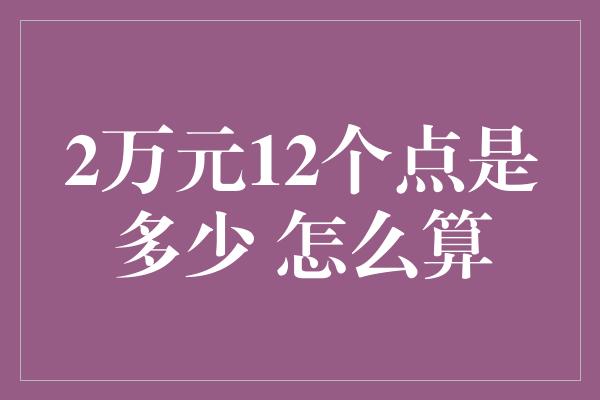 2万元12个点是多少 怎么算