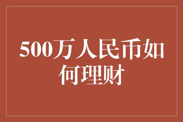 500万人民币如何理财