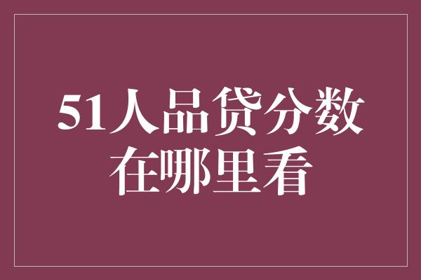 51人品贷分数在哪里看