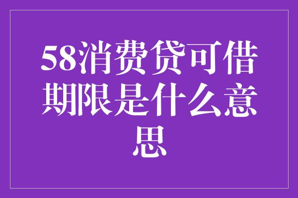 58消费贷可借期限是什么意思