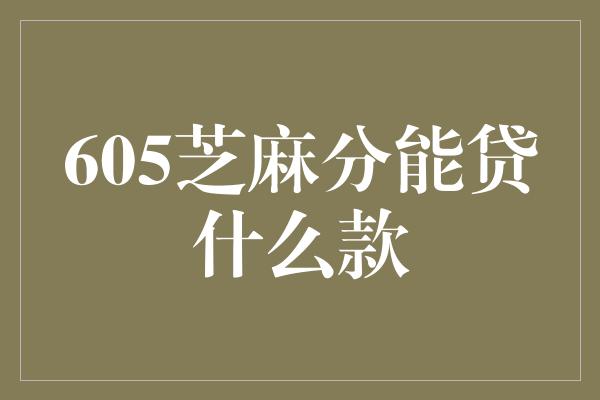 605芝麻分能贷什么款