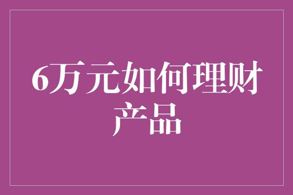 6万元如何理财产品