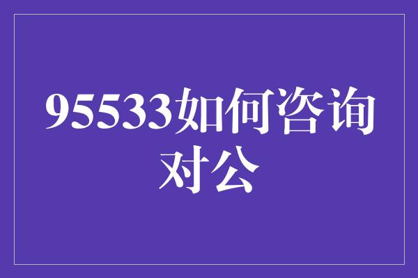 95533如何咨询对公