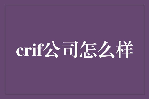 crif公司怎么样