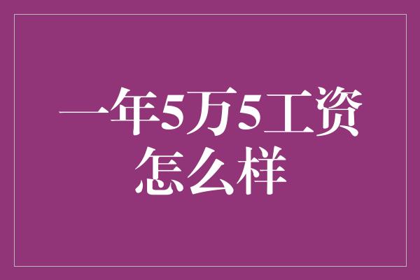 一年5万5工资怎么样