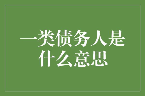 一类债务人是什么意思