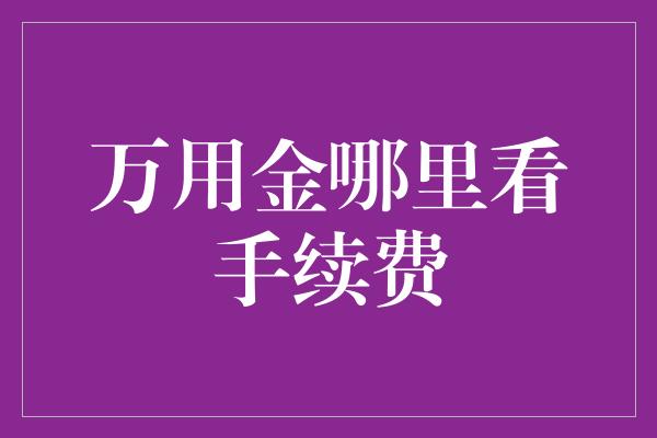 万用金哪里看手续费