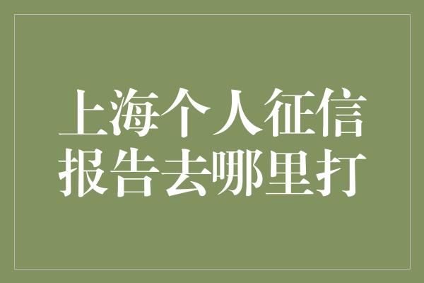 上海个人征信报告去哪里打