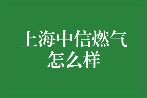 上海中信燃气怎么样