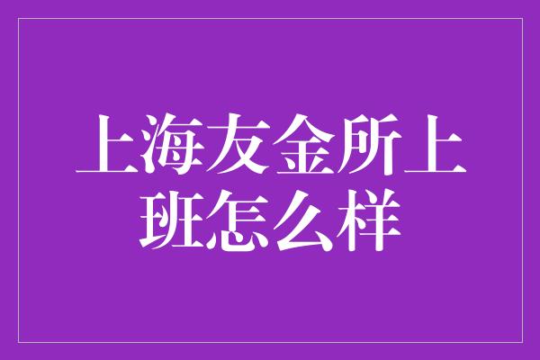 上海友金所上班怎么样