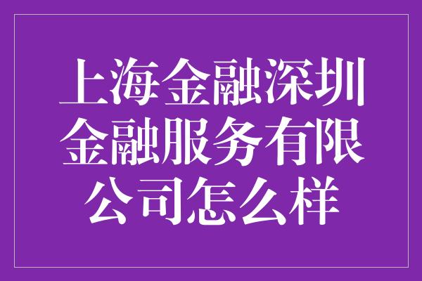 上海金融深圳金融服务有限公司怎么样