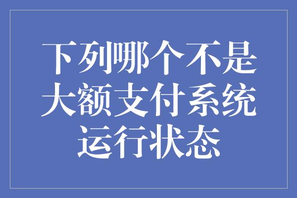 下列哪个不是大额支付系统运行状态