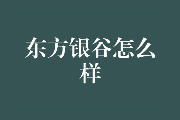 东方银谷怎么样