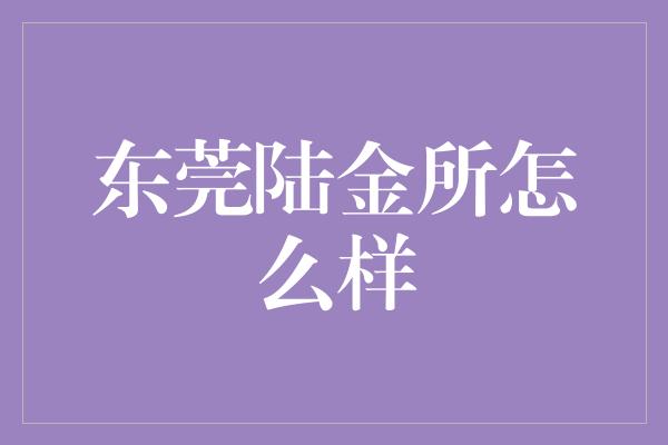 东莞陆金所怎么样