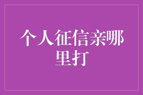 个人征信亲哪里打