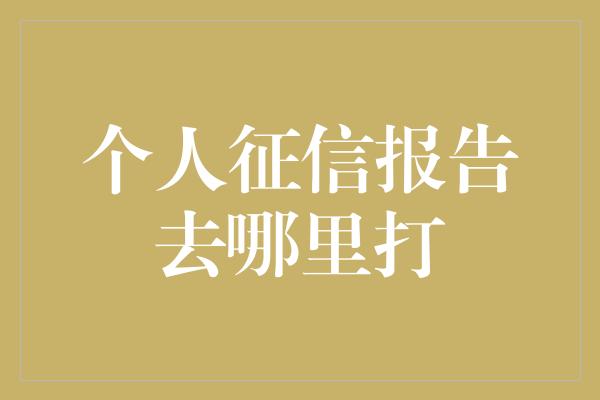 个人征信报告去哪里打