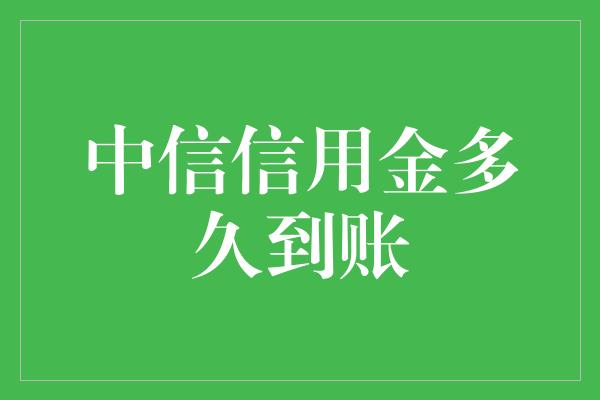 中信信用金多久到账