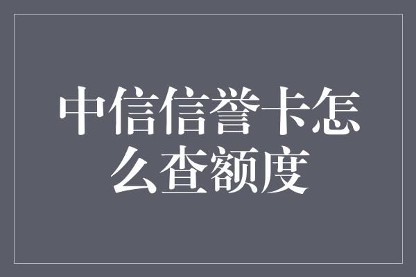 中信信誉卡怎么查额度