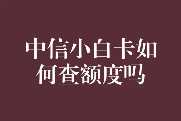 中信小白卡如何查额度吗