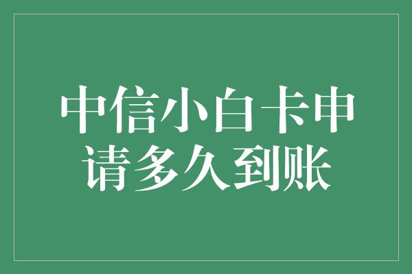 中信小白卡申请多久到账