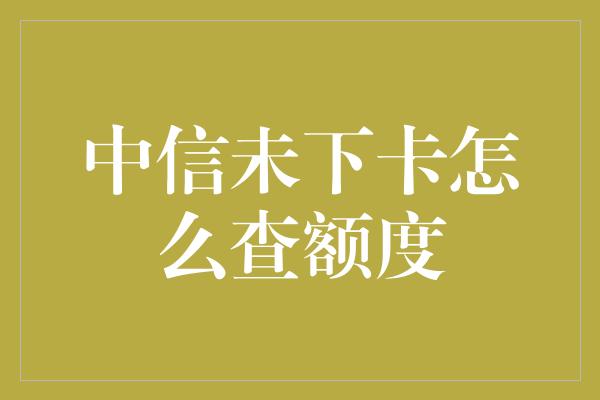 中信未下卡怎么查额度