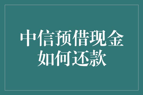 中信预借现金如何还款