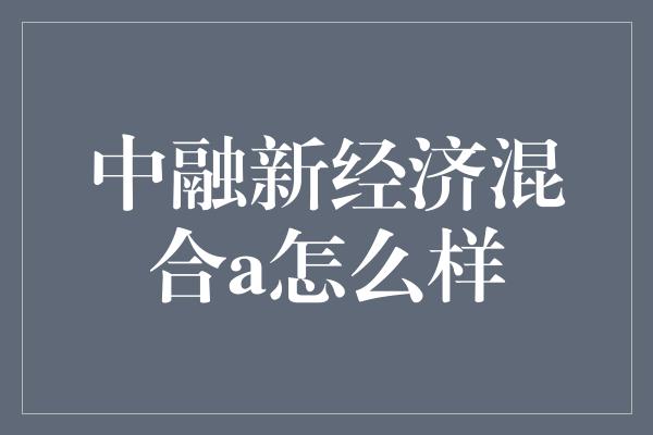 中融新经济混合a怎么样