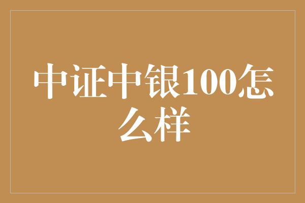 中证中银100怎么样