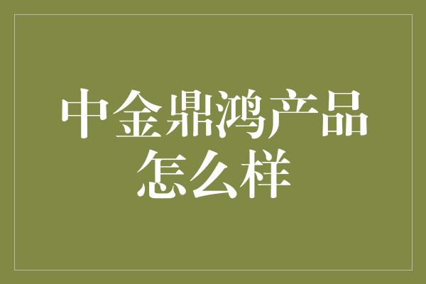 中金鼎鸿产品怎么样