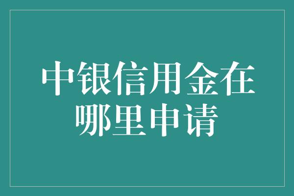 中银信用金在哪里申请