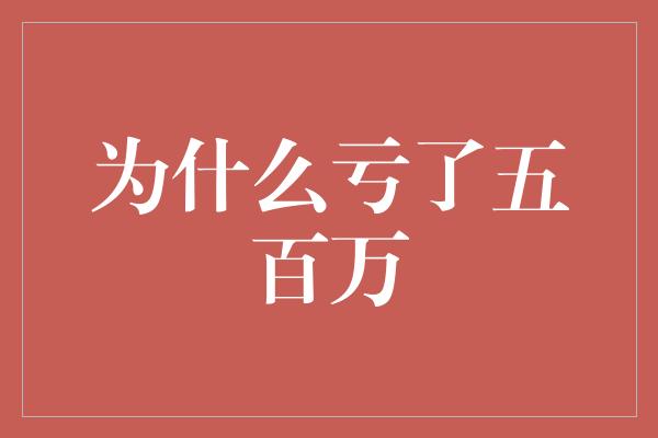 为什么亏了五百万