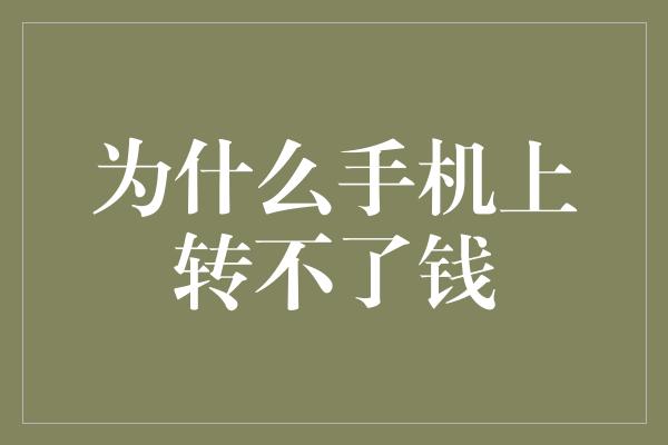 为什么手机上转不了钱