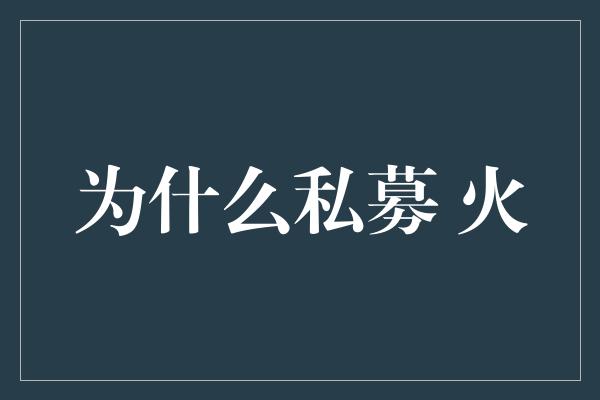 为什么私募 火