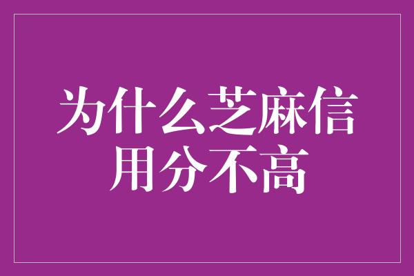 为什么芝麻信用分不高