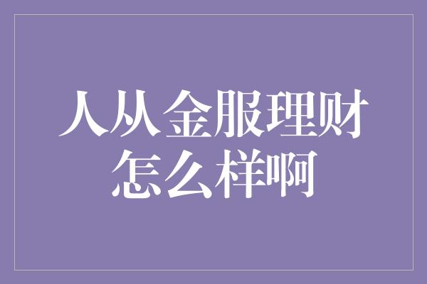 人从金服理财怎么样啊