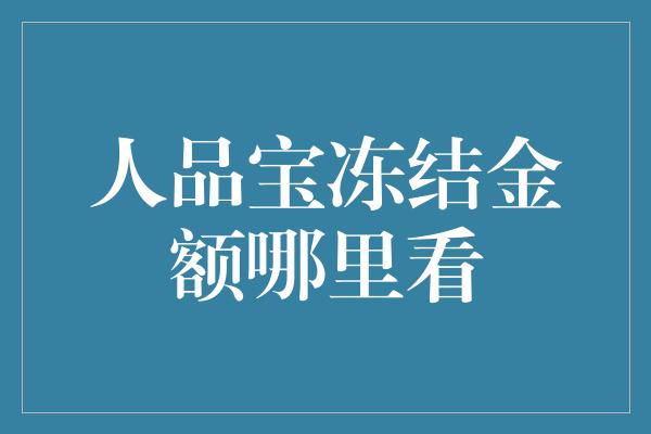 人品宝冻结金额哪里看