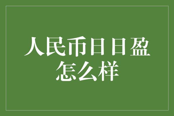 人民币日日盈怎么样