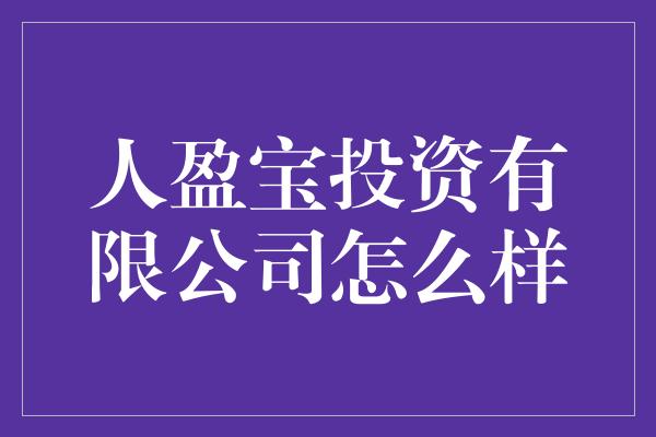 人盈宝投资有限公司怎么样