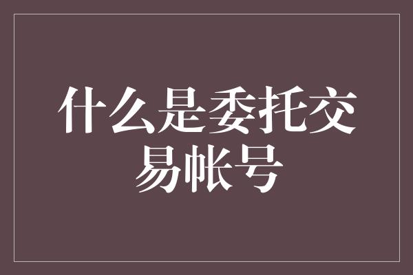 什么是委托交易帐号