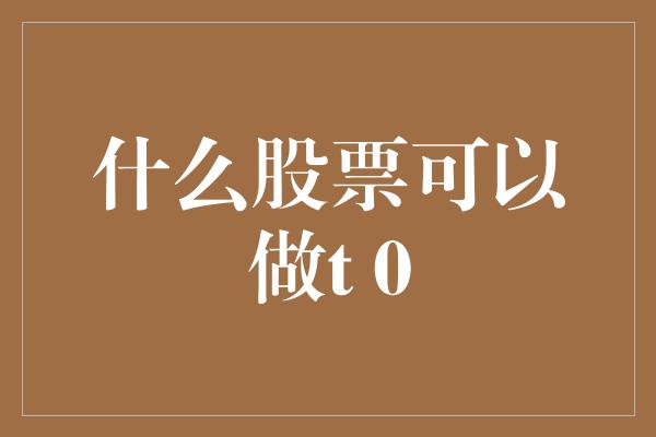 什么股票可以做t 0