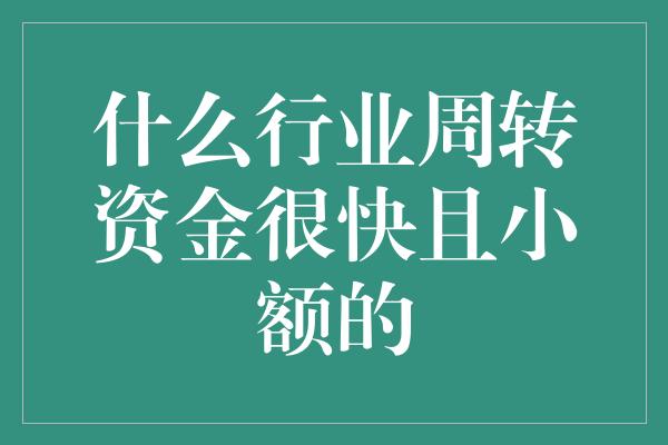 什么行业周转资金很快且小额的