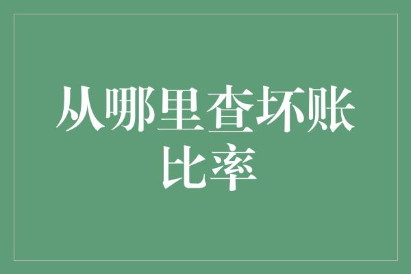 从哪里查坏账比率