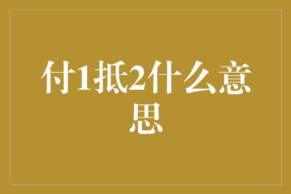 付1抵2什么意思