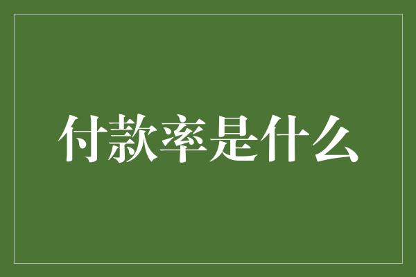 付款率是什么