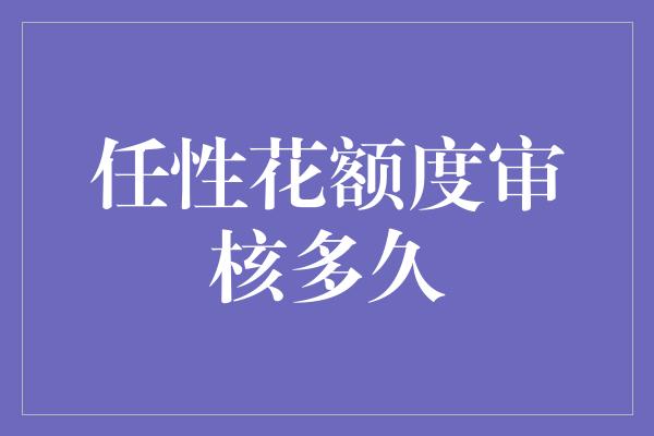 任性花额度审核多久