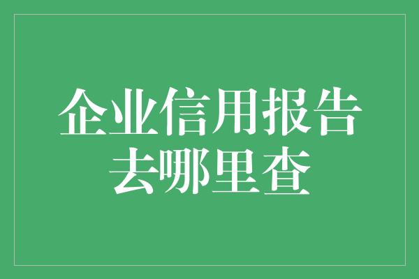 企业信用报告去哪里查