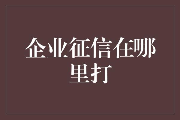 企业征信在哪里打