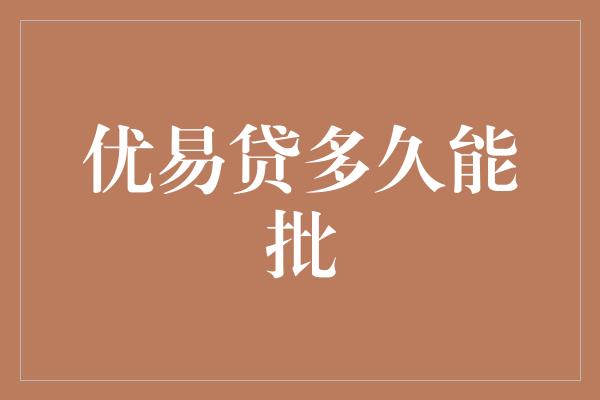 优易贷多久能批