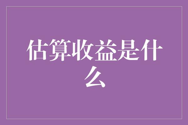 估算收益是什么