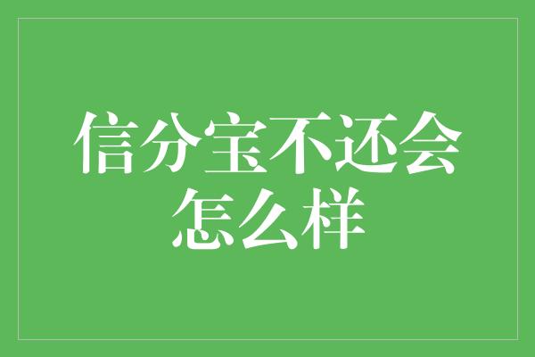 信分宝不还会怎么样